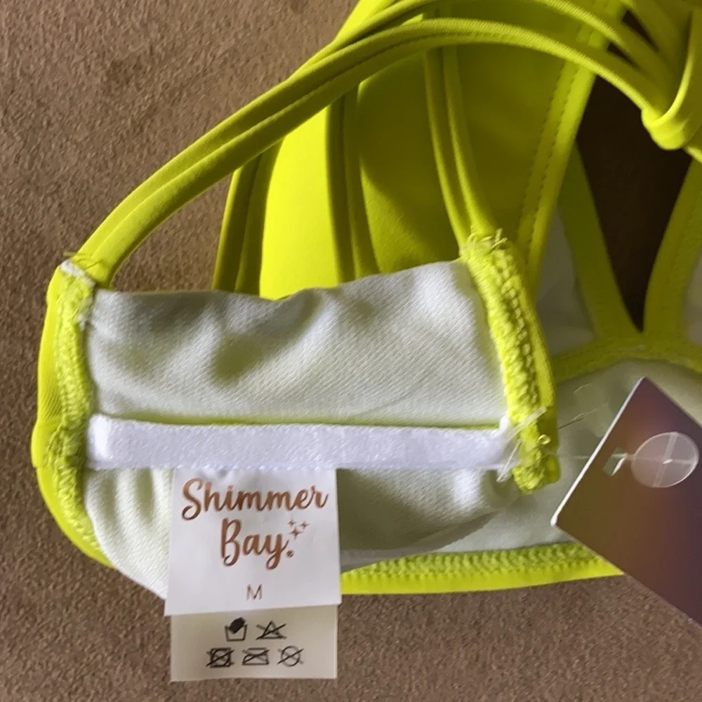 SHIMMER BAY Neon Yellow Bikini size medium